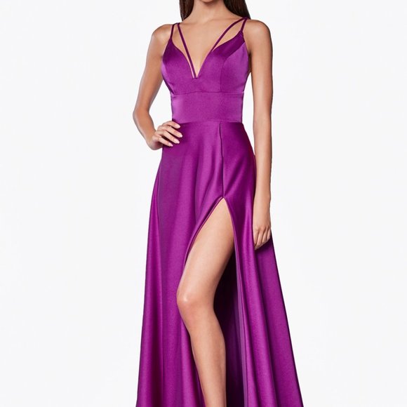A-Line V-Neckline Double Strap Prom Dress CDCS034